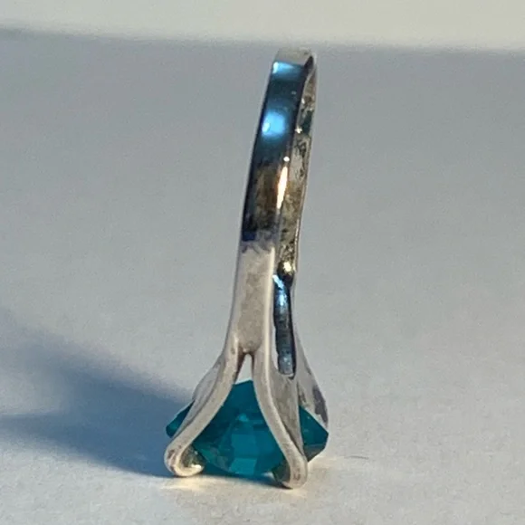 New vintage blue zircon December aquamarine March birthstone silver ring - Picture 11 of 12